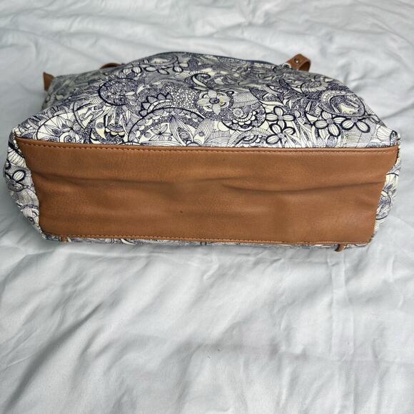 Sakroots Metro 2 Handle Tote Bag Navy and White Durable Purse Coated Canvas Bag - Picture 7 of 16